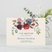 Ik heb Burgundy Floral Moving Announcement verplaa (Staand voorkant)