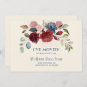 Ik heb Burgundy Floral Moving Announcement verplaa (Voorkant / Achterkant)