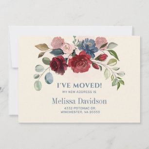 Ik heb Burgundy Floral Moving Announcement verplaa