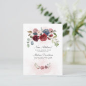 Ik heb Burgundy Floral Moving Announcement verplaa Briefkaart (Staand voorkant)