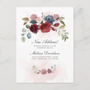 Ik heb Burgundy Floral Moving Announcement verplaa Briefkaart