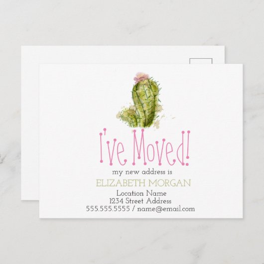 Ik heb Cactus Nieuw Adres verplaatst Aankondigingskaart (Voorkant / Achterkant)