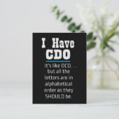 Ik heb CDO Black Funny OCD Humor Briefkaart (Staand voorkant)