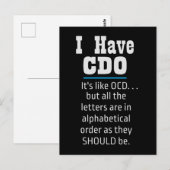 Ik heb CDO Black Funny OCD Humor Briefkaart (Voorkant / Achterkant)
