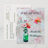 Ik heb Classic Elegant Pastel Floral Move Aankondigingskaart (Voorkant / Achterkant)