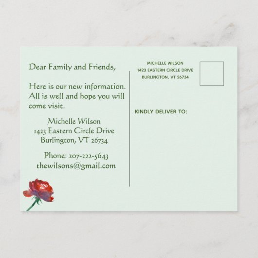 Ik heb Classic Eucalyptus Green Elegant Move Aankondigingskaart (Achterkant)