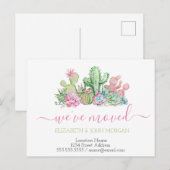 Ik heb Cool Waterverf Cactus Succulent verplaatst Aankondigingskaart (Voorkant / Achterkant)