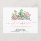 Ik heb Cool Waterverf Cactus Succulent verplaatst Aankondigingskaart (Voorkant)