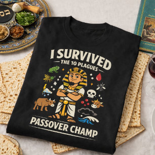 Ik heb de 10 plagen overleefd Grappige Pesach kamp T-shirt