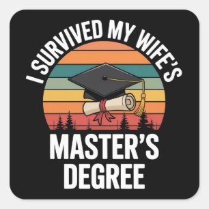 Ik heb de afstuderen van mijn vrouw met een master vierkante sticker