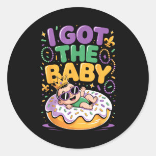 Ik Heb De Baby Mardi Gras King Cake Zwangerschap A Ronde Sticker