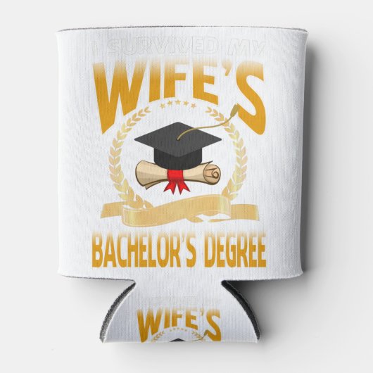 Ik heb de bachelorgraad van mijn vrouw overleefd blikjeskoeler (Voorkant)