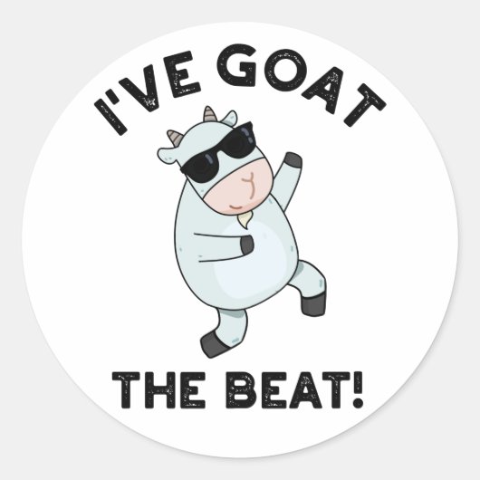 Ik heb de beat Funny Animal Pun. Ronde Sticker (Voorkant)