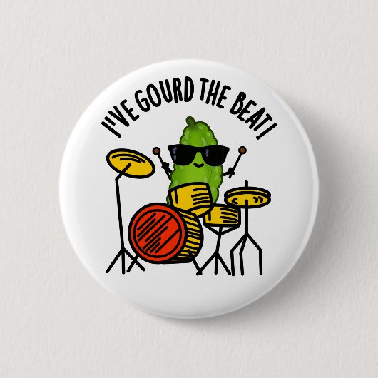Ik heb de Beat Funny Drummer Veggie Pun gegoten Ronde Button 5,7 Cm (Voorkant)