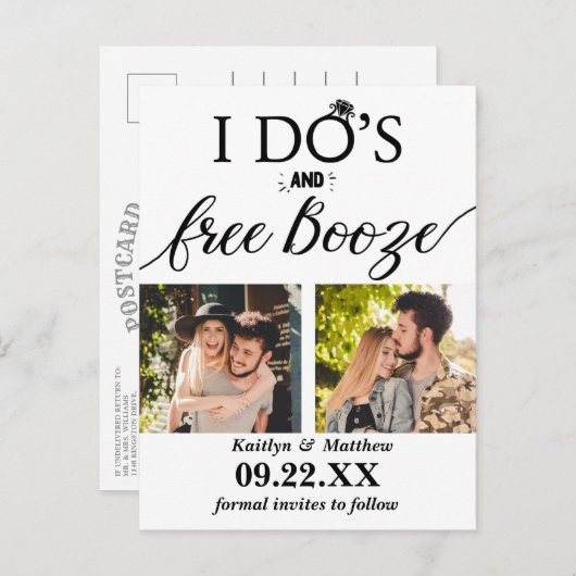 Ik heb de beste en gratis Booze Moderne bruiloft o Aankondigingskaart (Voorkant / Achterkant)