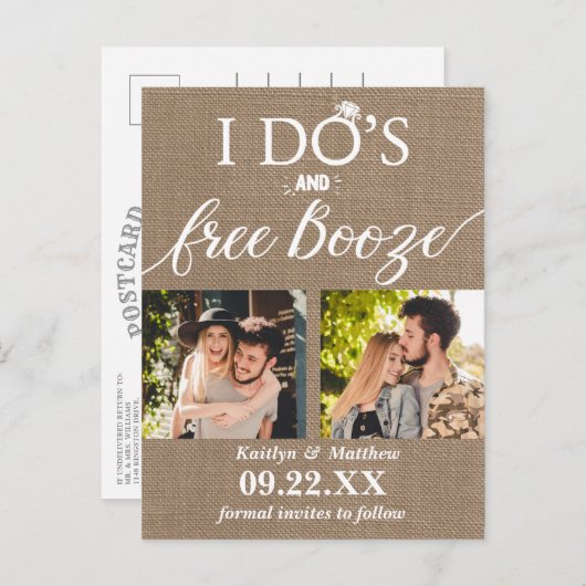 Ik heb de beste en gratis Booze Moderne bruiloft o Aankondigingskaart (Voorkant / Achterkant)