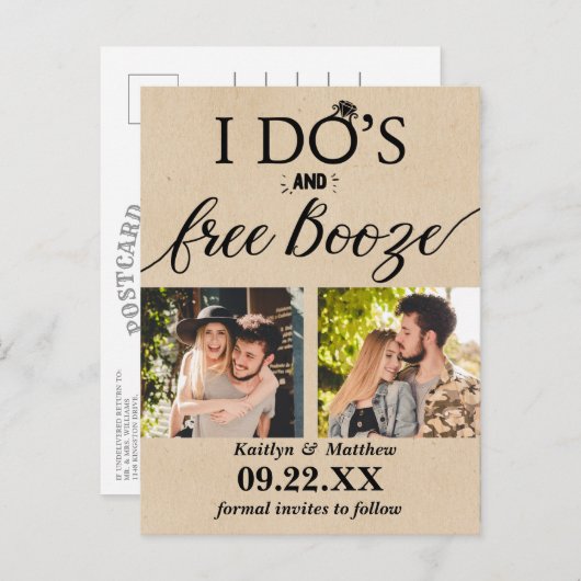 Ik heb de beste en gratis Booze Moderne bruiloft o Aankondigingskaart (Voorkant / Achterkant)