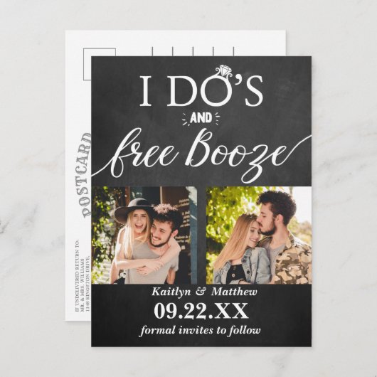 Ik heb de beste en gratis Booze Moderne bruiloft o Aankondigingskaart (Voorkant / Achterkant)