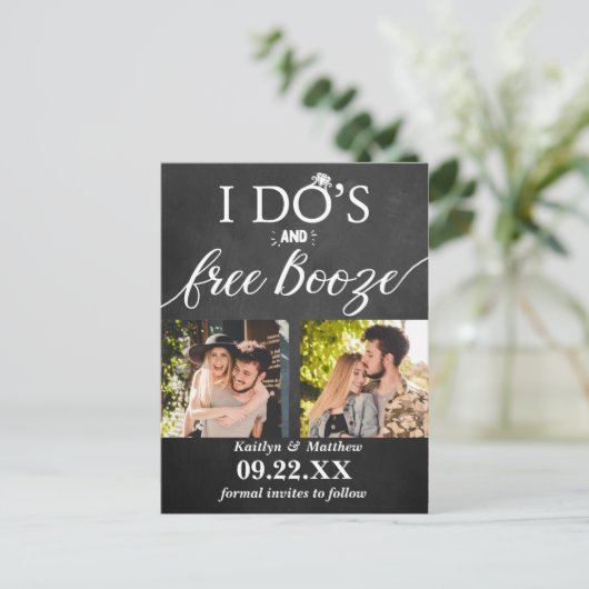 Ik heb de beste en gratis Booze Moderne bruiloft o Aankondigingskaart (Staand voorkant)