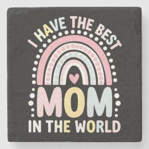 Ik heb de beste mama van de wereld Boho Regenboog Stenen Onderzetter