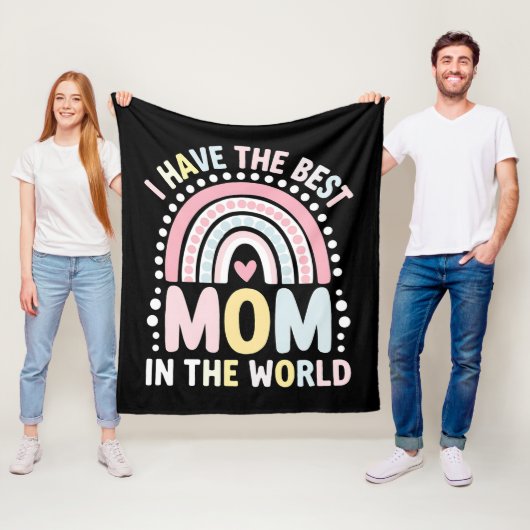 Ik heb de beste moeder in de wereld Boho regenboog Fleece Deken (In situ)