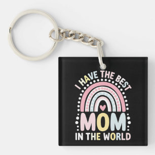 Ik heb de beste moeder in de wereld Boho regenboog Sleutelhanger