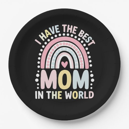 Ik heb de beste moeder ter wereld, Boho Rainbow Papieren Bordje (Voorkant)