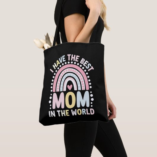 Ik heb de beste moeder ter wereld Boho regenboog Tote Bag (Dichtbij)