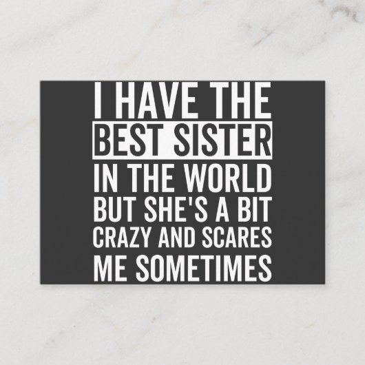 Ik heb de beste zus ter wereld visitekaartje (Voorkant)