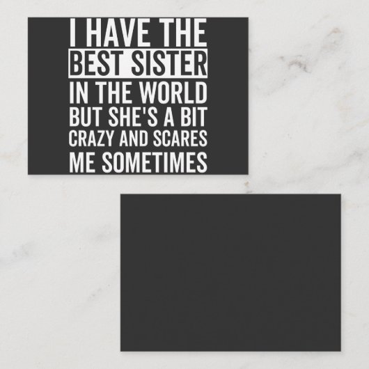 Ik heb de beste zus ter wereld visitekaartje (Voorkant / Achterkant)