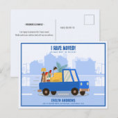 Ik heb de blauwe auto verplaatst terwijl ik onderw aankondigingskaart (Voorkant / Achterkant)