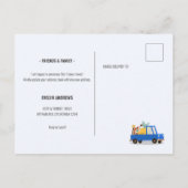 Ik heb de blauwe auto verplaatst terwijl ik onderw aankondigingskaart (Achterkant)