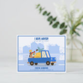 Ik heb de blauwe auto verplaatst terwijl ik onderw aankondigingskaart (Staand voorkant)