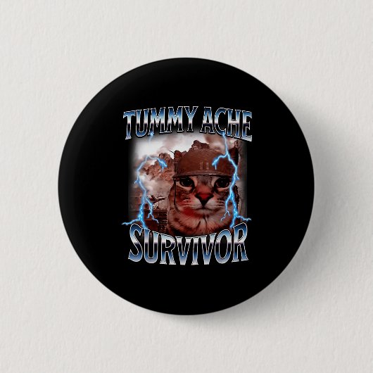 Ik heb de buikpijn van vandaag overleefd Funny Cat Ronde Button 5,7 Cm (Voorkant)