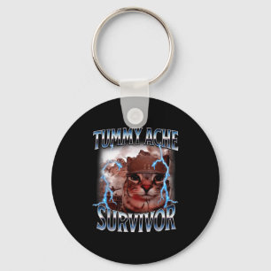 Ik heb de buikpijn van vandaag overleefd Funny Cat Sleutelhanger