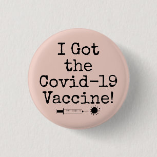 Ik heb de Covid-19 Vaccin Simple Light Blush Pink Ronde Button 3,2 Cm