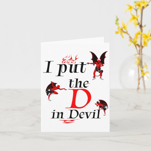 Ik heb de D in Devil Matching Couple Funny Hallowe Kaart (Gele Bloem)