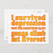 Ik heb de depressie overleefd - nu ga ik de Mount Briefkaart (Voorkant / Achterkant)
