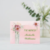 Ik heb de Elegant Pink Floral Budget Moving Aankondigingskaart (Staand voorkant)