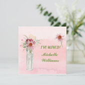 Ik heb de Elegant Pink Floral Moving Announcement Aankondiging (Staand voorkant)