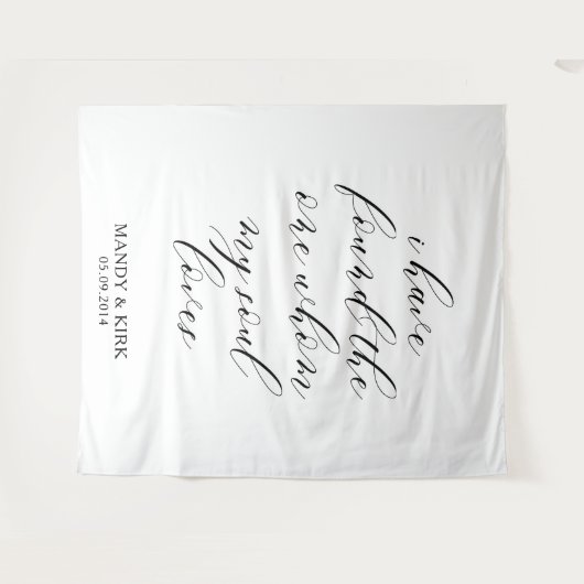 "Ik heb de Ene gevonden" - Elegante trouwachtergro Wandkleed (Voorkant (horizontaal))