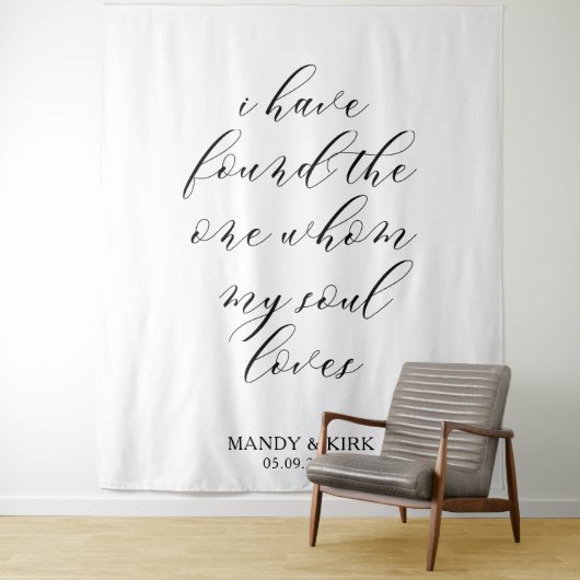 "Ik heb de Ene gevonden" - Elegante trouwachtergro Wandkleed (In situ)