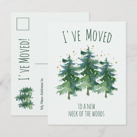 Ik heb de Forest Mountain Pines Waterverf verplaat Aankondigingskaart (Voorkant / Achterkant)