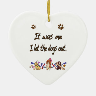 Ik heb de honden uitgelaten. keramisch ornament