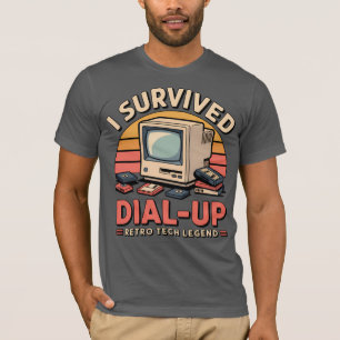 Ik heb de inbelverbinding overleefd – Retro Tech L T-shirt