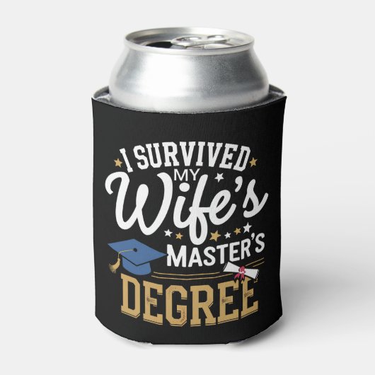 Ik heb de masteropleiding van mijn vrouw overleefd blikjeskoeler (Blikje Voorkant)