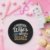 Ik heb de masteropleiding van mijn vrouw overleefd papieren bordje (Feest)