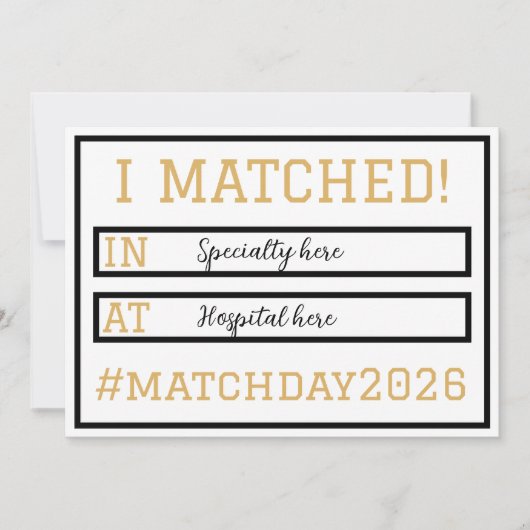 Ik heb de Match Day-aankondiging gematcht Kaart (Voorkant)
