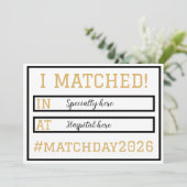 Ik heb de Match Day-aankondiging gematcht Kaart (Staand voorkant)