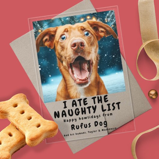 Ik heb de Naughty List Dog kerstfoto opgegeten Acryl Uitnodigingen